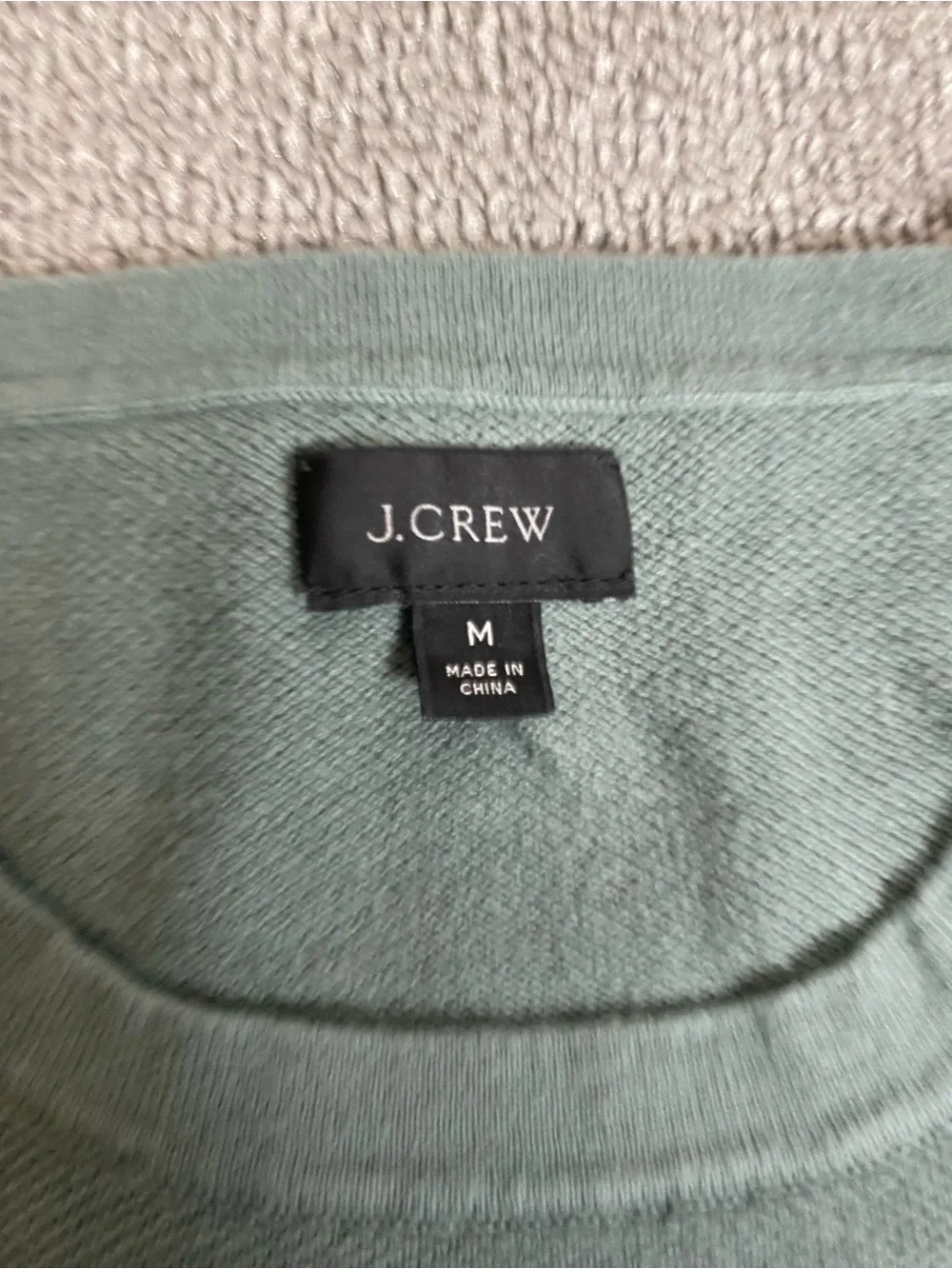 J. Crew Men's Sage Green Crewneck Pullover- Fall Winter Cotton Cashmere Comfort